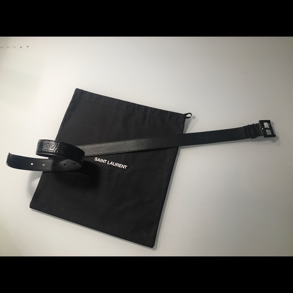 Saint Laurent Croc Embossed Western Belt - Picture 4 of 5